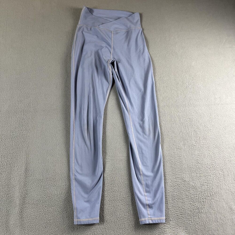 Alphalete Leggings Womens Medium Blue High Rise Crossover Waist Ankle Yoga